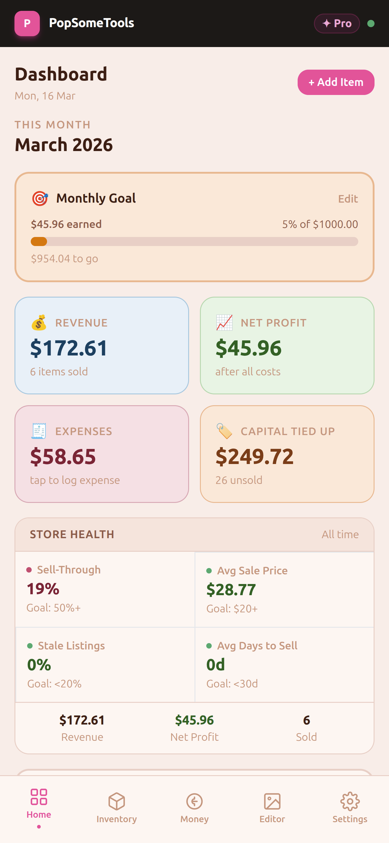 Dashboard screen